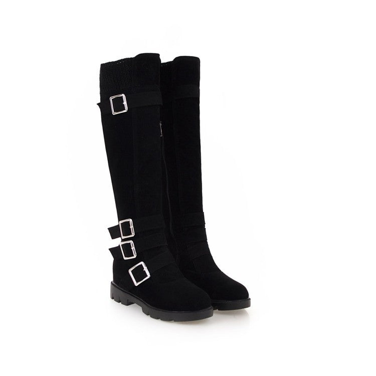 Bottes Martin montantes avec boucle de ceinture britannique pour femmes