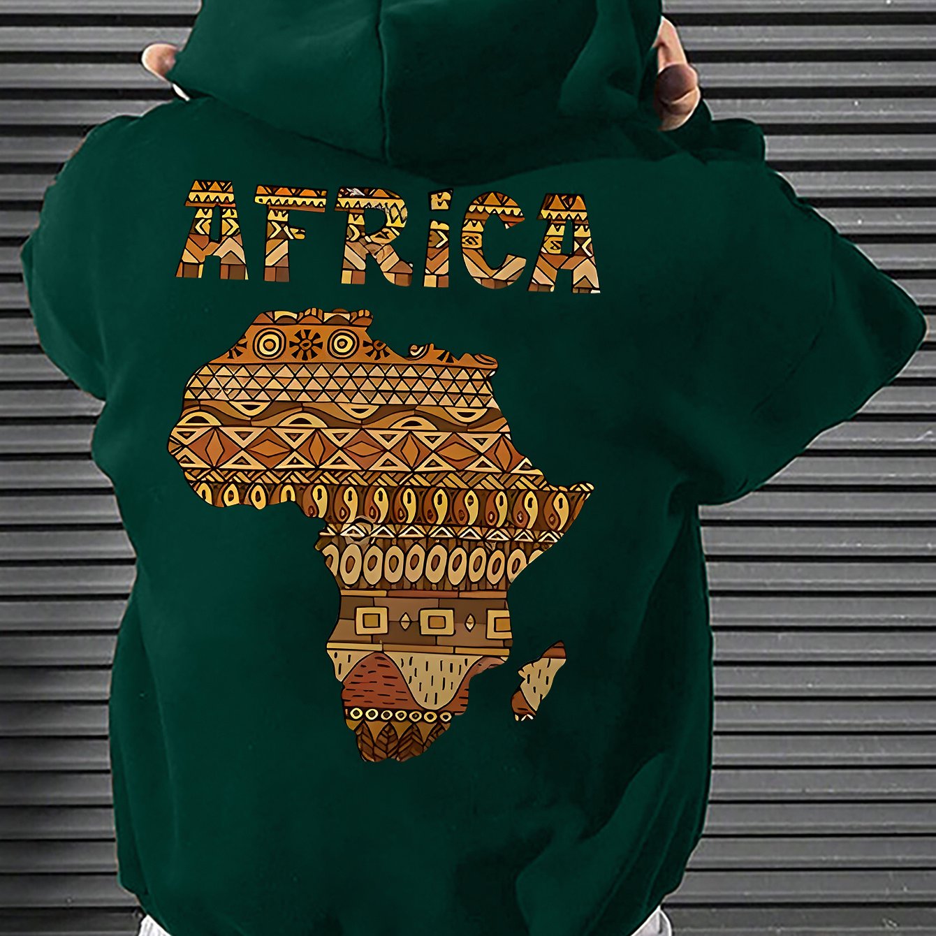 Men's African Map Print Hooded Sweatshirt Jacket - African Continent Outline with Ghana, Egypt, South Africa & Morocco - Casual Streetwear Pullover, All-Season Fit, Machine Washable Cultural Apparel