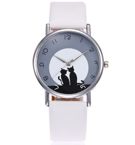 Nouveau Mode Belle Chat Montre En Cuir Femmes Montres Quartz