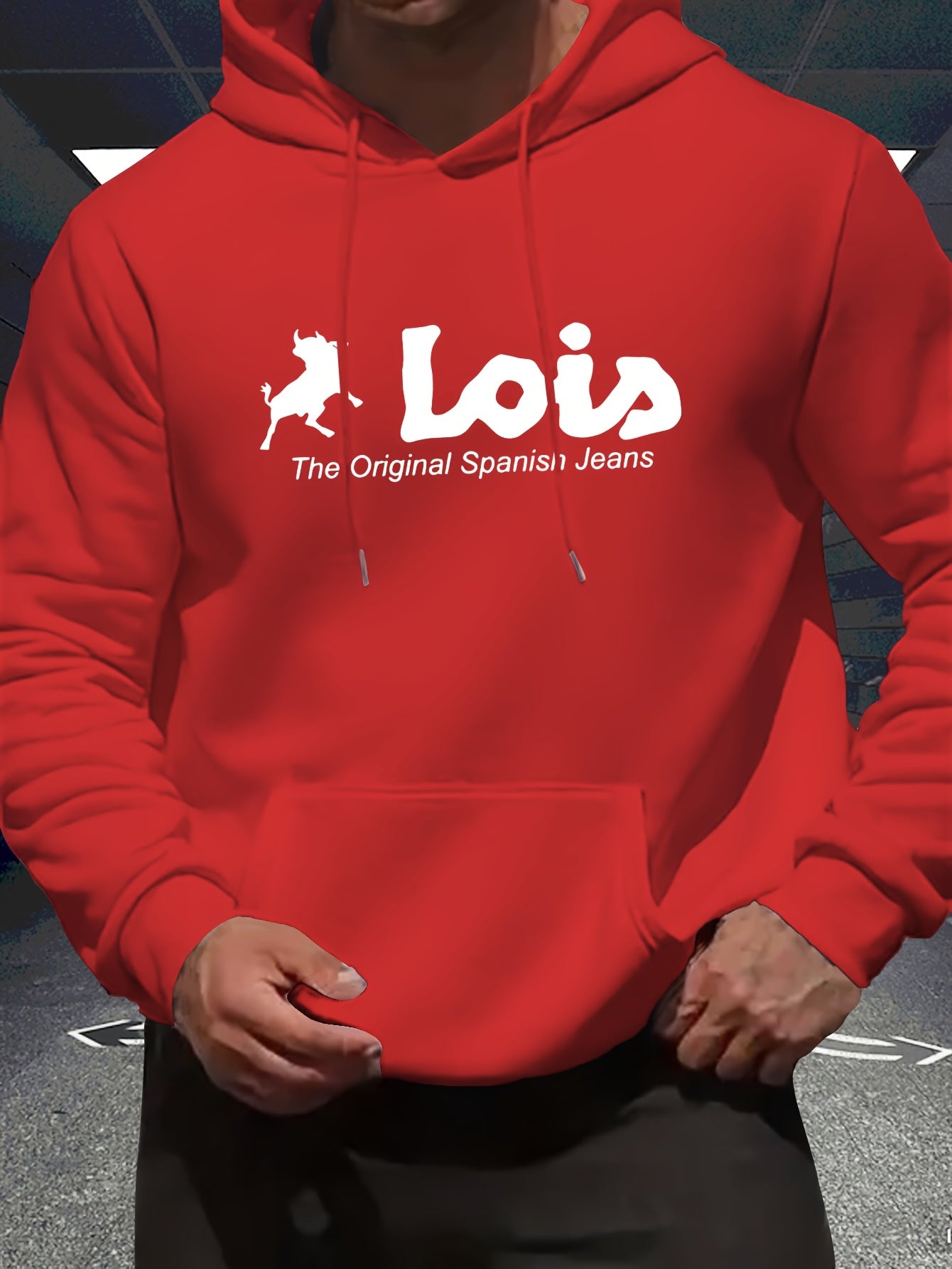 Men’s Spanish-Themed Hooded Sweatshirt "Lois" & Spanish Text Print, White Casual Pullover Hoodie, Relaxed Fit, All-Season Wear