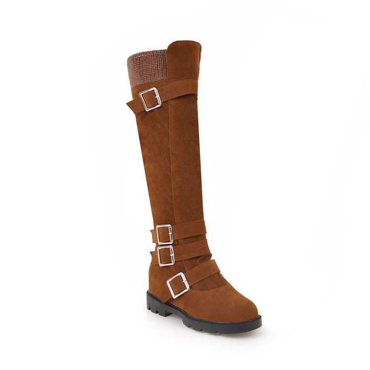 Bottes Martin montantes avec boucle de ceinture britannique pour femmes