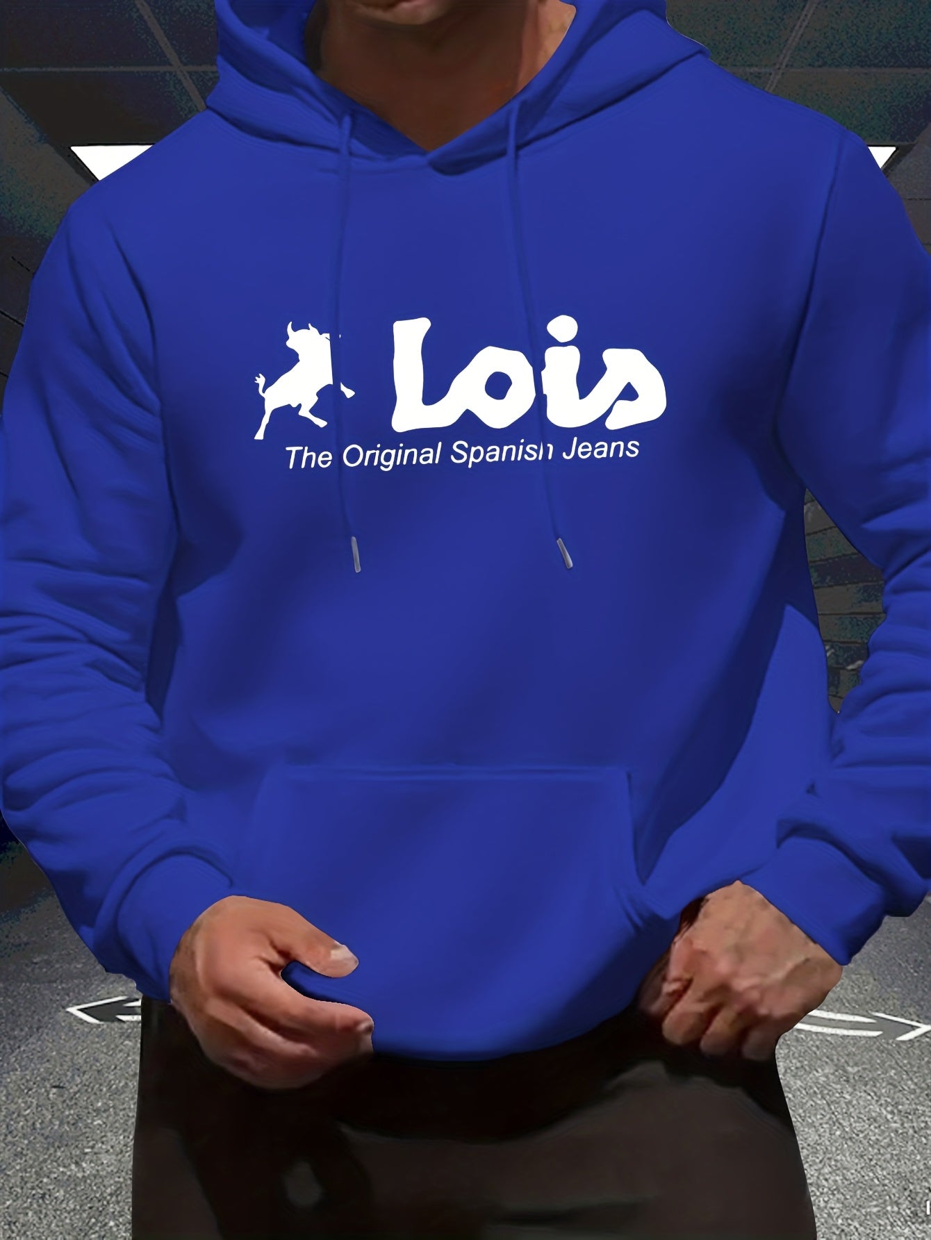 Men’s Spanish-Themed Hooded Sweatshirt "Lois" & Spanish Text Print, White Casual Pullover Hoodie, Relaxed Fit, All-Season Wear