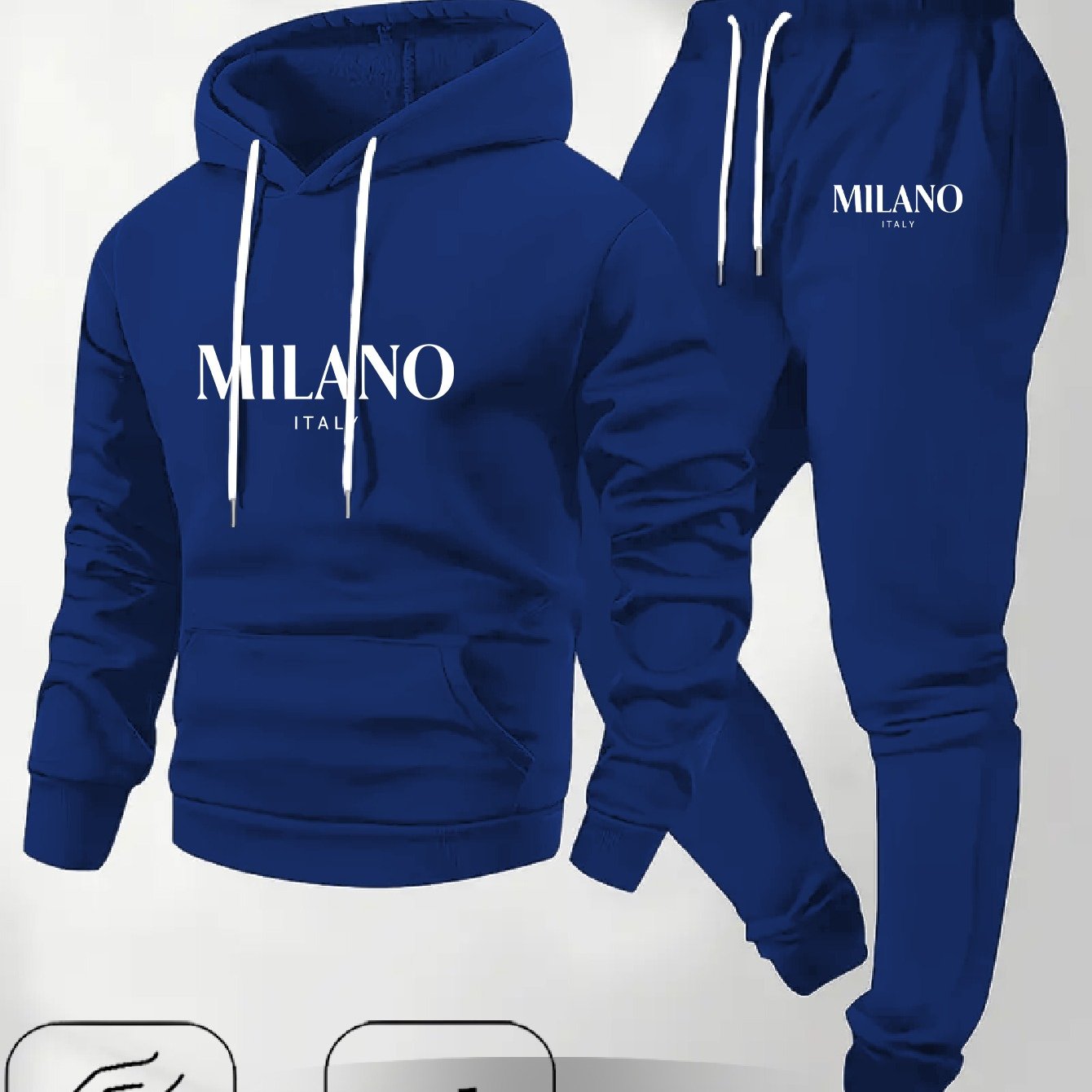 Men's Fashion Printed Drawstring Sweatshirt and Pants Two-Piece Set, Showcasing Unique Charm for All Occasions, Essential Trendy Item Comfortable Versatile Autumn Winter