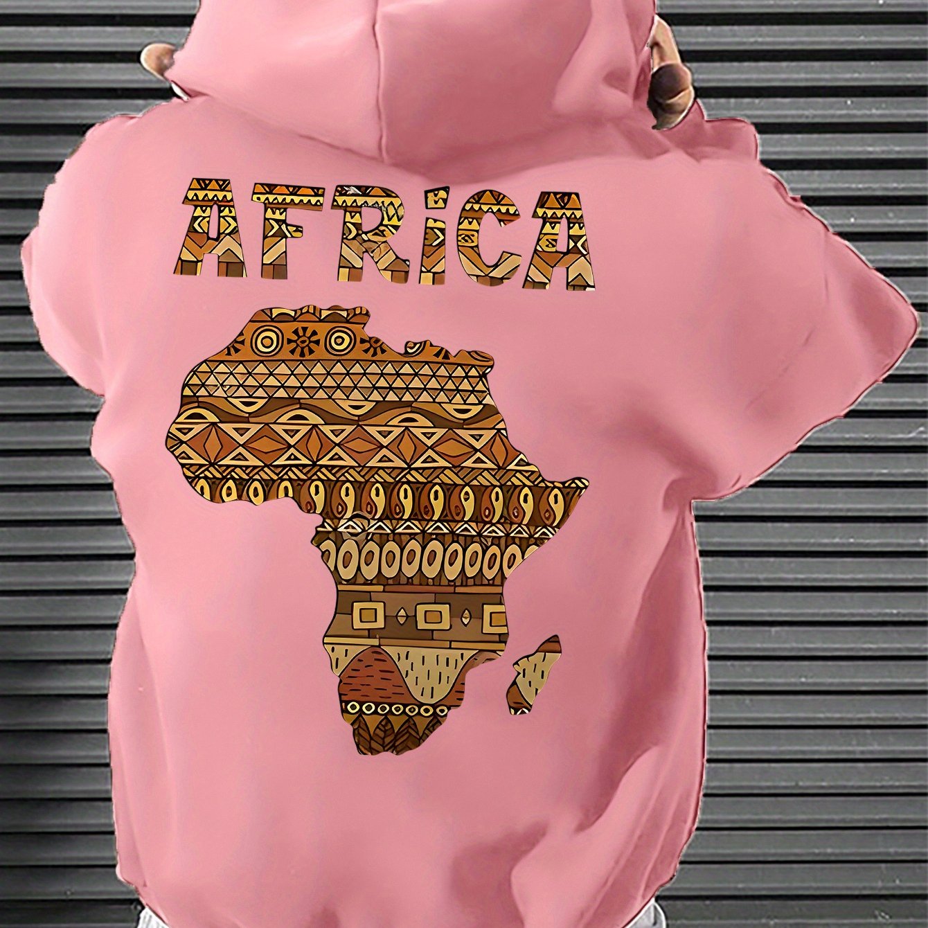 Men's African Map Print Hooded Sweatshirt Jacket - African Continent Outline with Ghana, Egypt, South Africa & Morocco - Casual Streetwear Pullover, All-Season Fit, Machine Washable Cultural Apparel