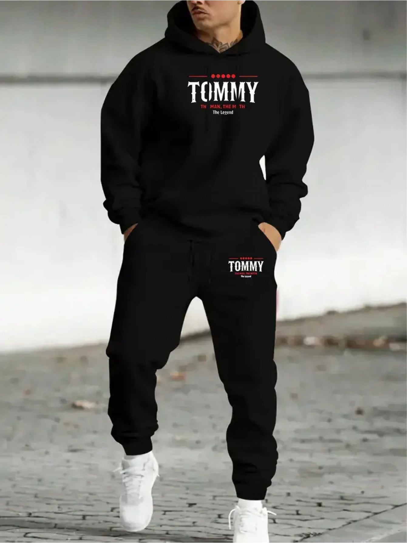 Men's Printed Pattern Casual Sport Hoodie Set for Spring Autumn Winter, Sweatshirt and Joggers Two-Piece Fashion Streetwear Versatile Outfit