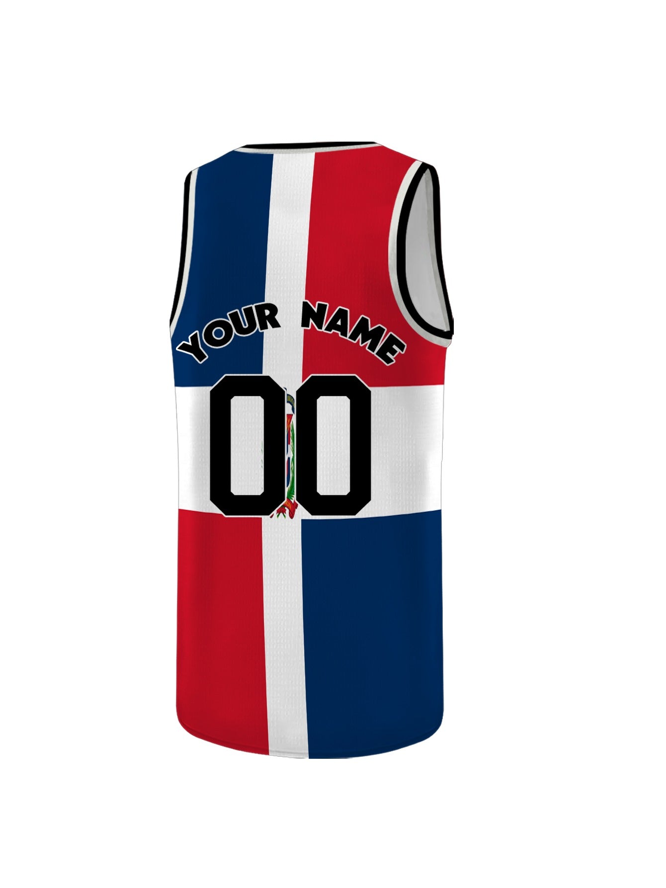 1pc Custom Dominican Basketball Vest - Personalized Name/Team/Logo, Lightweight Sleeveless Gym Shirt with V-Neck, Dominican Flag Colors (Red/White/Blue/Black) - for Training, Casual & Outdoor Sports - Breathable Athletic Top