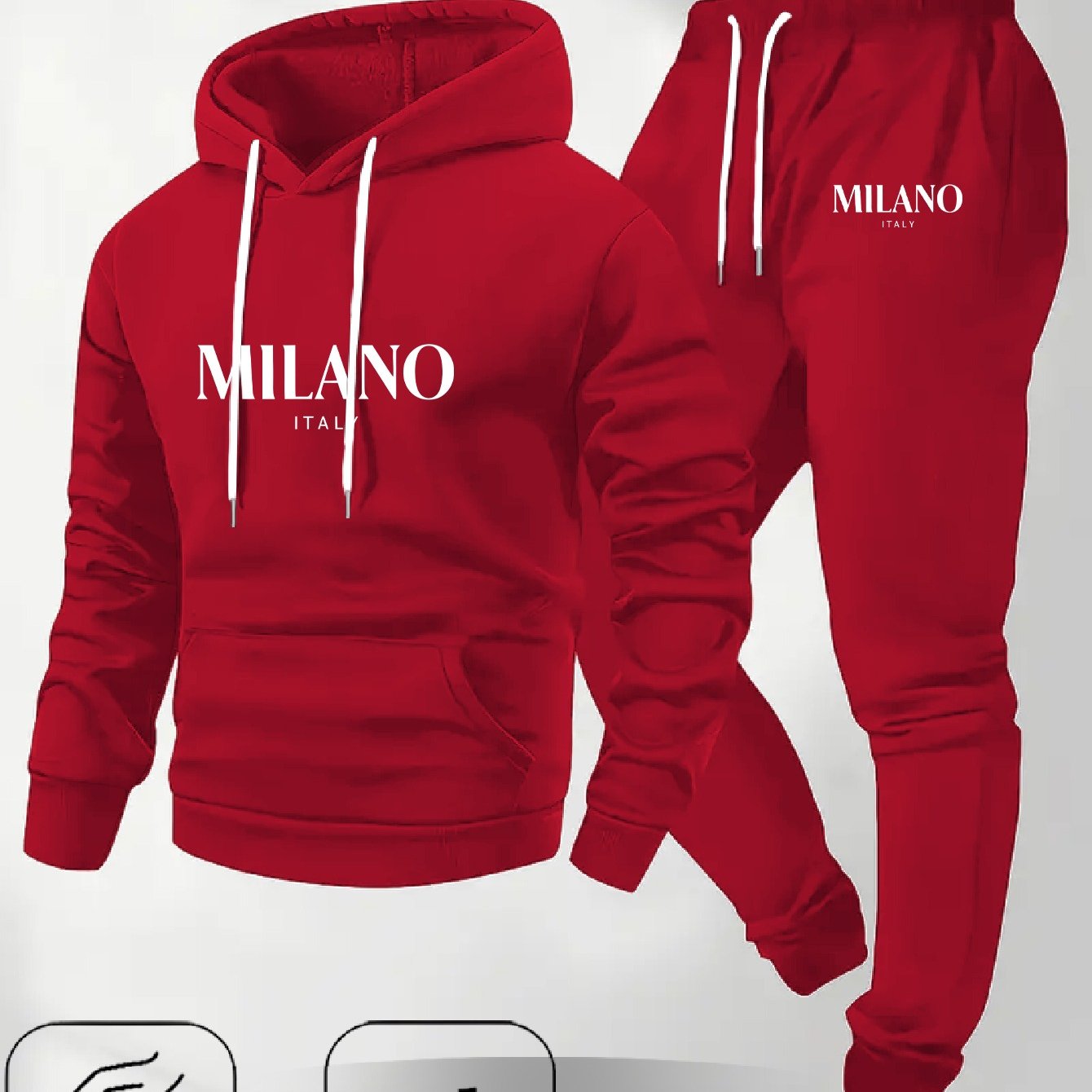 Men's Fashion Printed Drawstring Sweatshirt and Pants Two-Piece Set, Showcasing Unique Charm for All Occasions, Essential Trendy Item Comfortable Versatile Autumn Winter