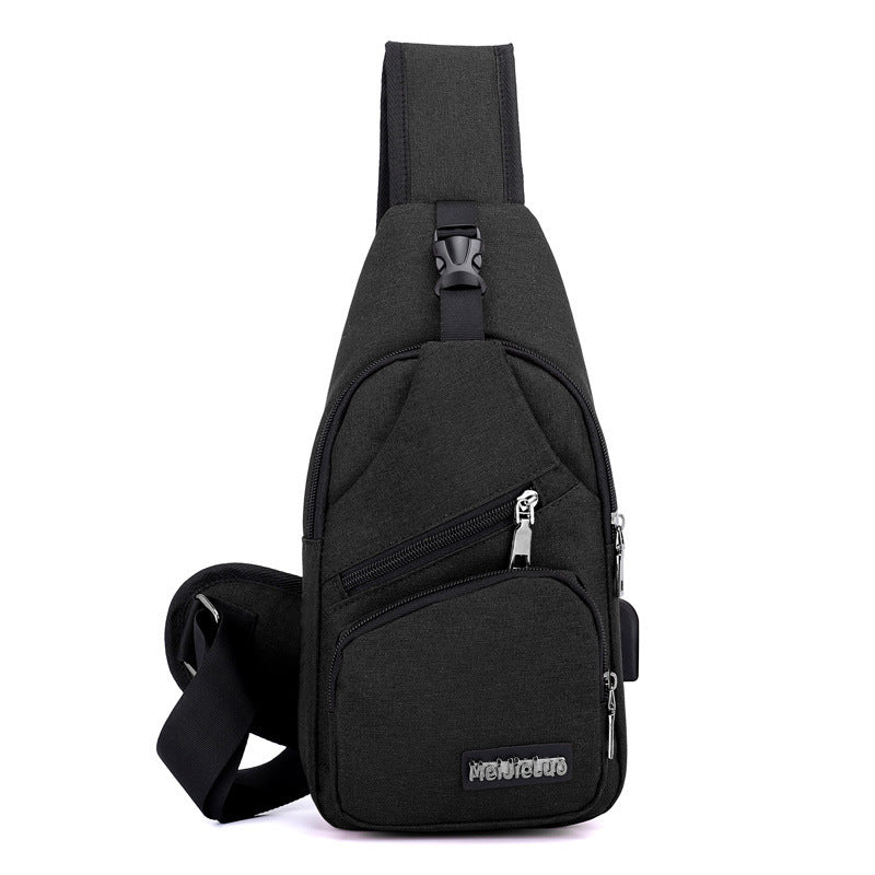 Version coréenne du nouveau sac à bandoulière simple USB2021 personnalisé pour homme, sac en toile pour homme, sac de poitrine, sac de chargement pour sports de plein air, paquet Xiekua