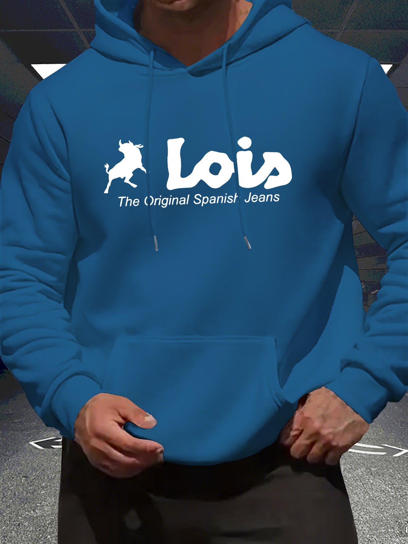 Men’s Spanish-Themed Hooded Sweatshirt "Lois" & Spanish Text Print, White Casual Pullover Hoodie, Relaxed Fit, All-Season Wear