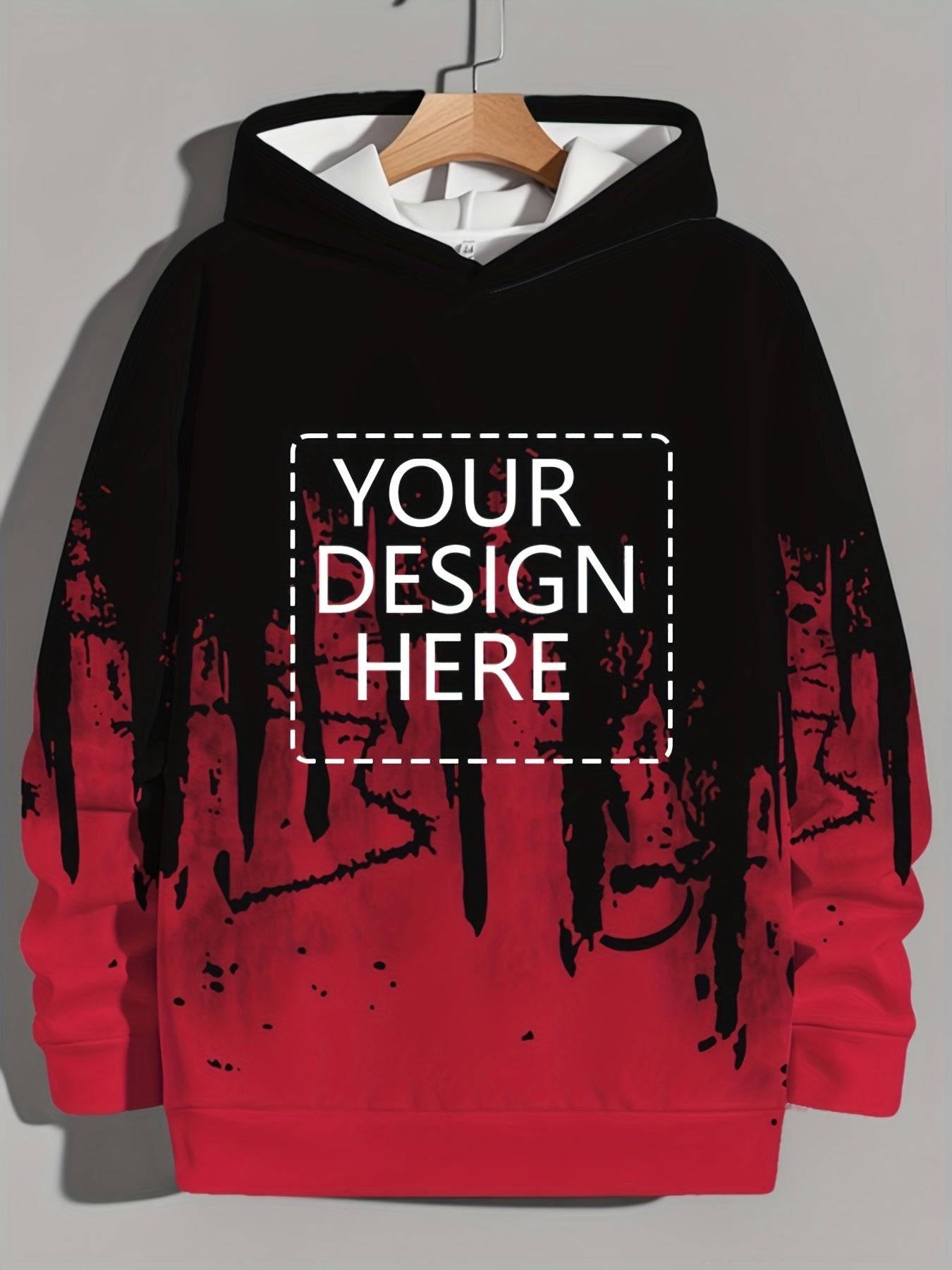 Men'S Customizable Hoodie - Personalized Graphic Pullover Sweatshirt, Black/Gray/White Color Scheme, Regular Fit Hooded Sweatshirt for Everyday & Formal Wear - Ideal Gift for Him, Custom Hoodie, Personalized Apparel, Trendy C