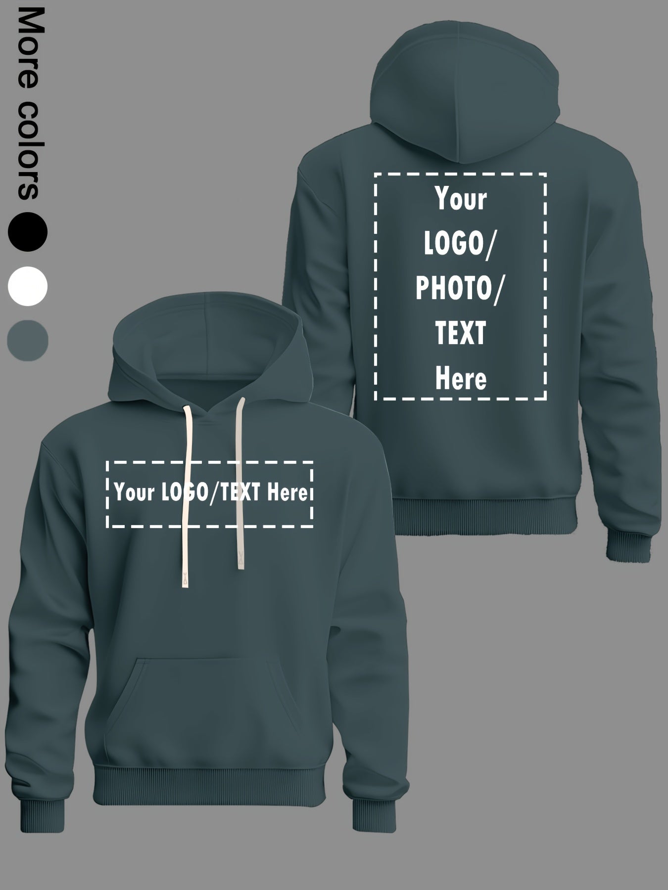 Customizable Unisex Hooded Sweatshirt, French Terry Polyester 100%, Sports Style, Loose Fit with Pocket Detail, Knit Fabric, Slight Stretch, 250g/m² - Personalized Front & Back Design