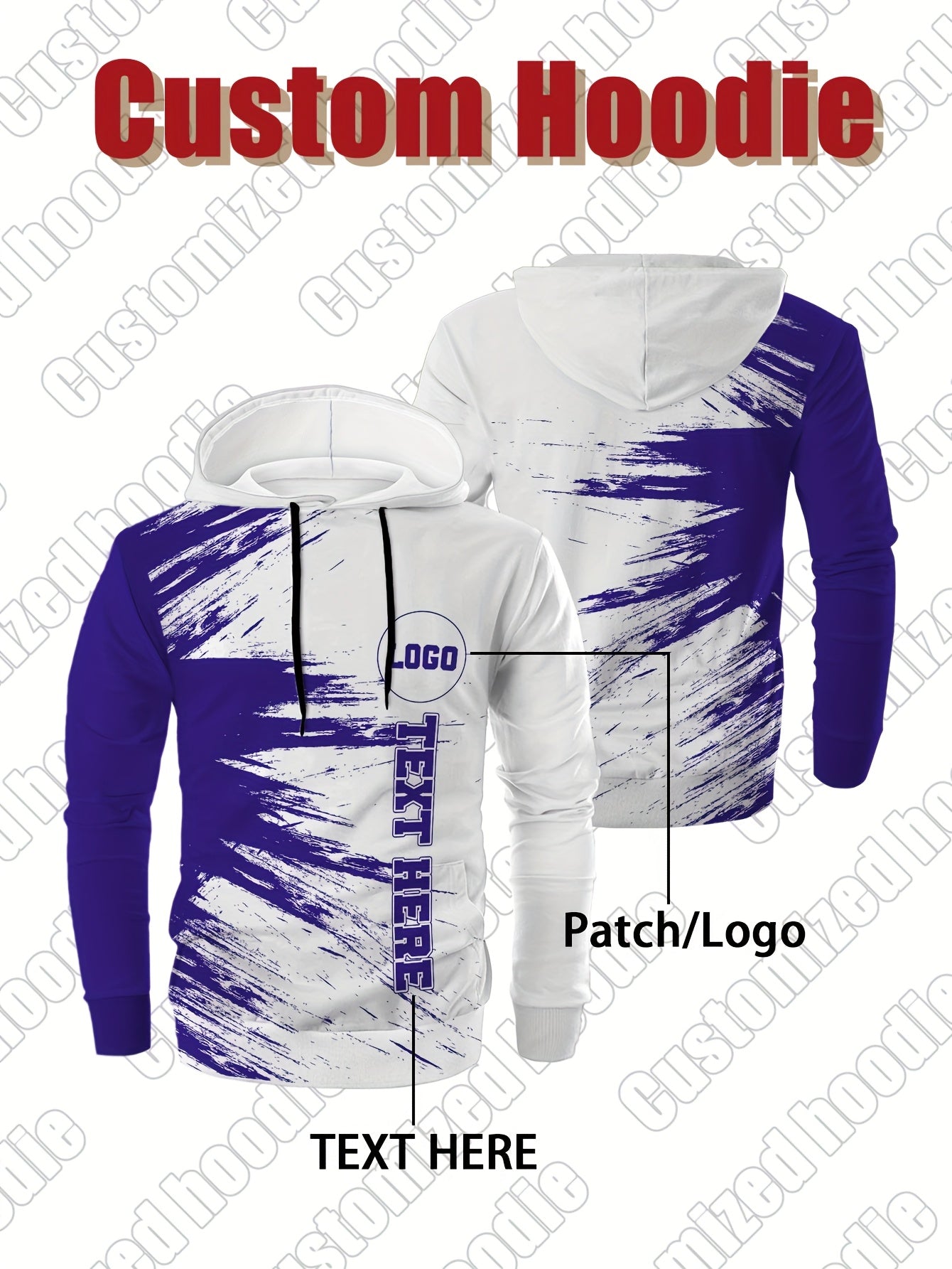 Customized personalized hoodie, hoodie customization, color impact, custom logo and your text, suitable for sports, mountaineering, daily leisure casual sportswear