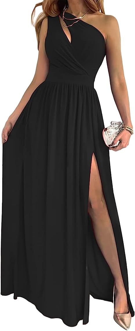 Robe longue de Cocktail asymétrique épaule dénudée - élégante et Sexy