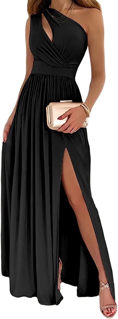 Robe longue de Cocktail asymétrique épaule dénudée - élégante et Sexy