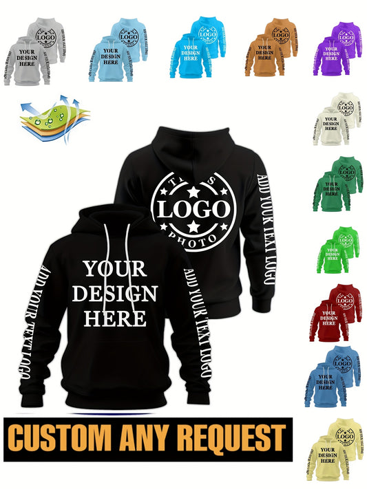 Custom Logo/Text/Logo & Text ized Hooded Sweatshirts - Bulk Team Uniforms, Matching Group Shirts for Weddings, Sports, Corporate Events - Unisex & (Logo Printing Cost Optional) - Logo Studio Service Available