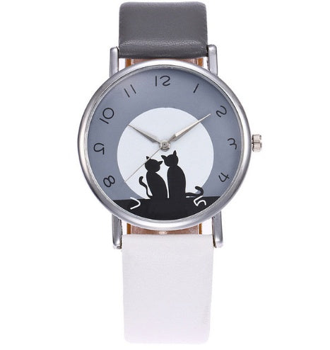 Nouveau Mode Belle Chat Montre En Cuir Femmes Montres Quartz