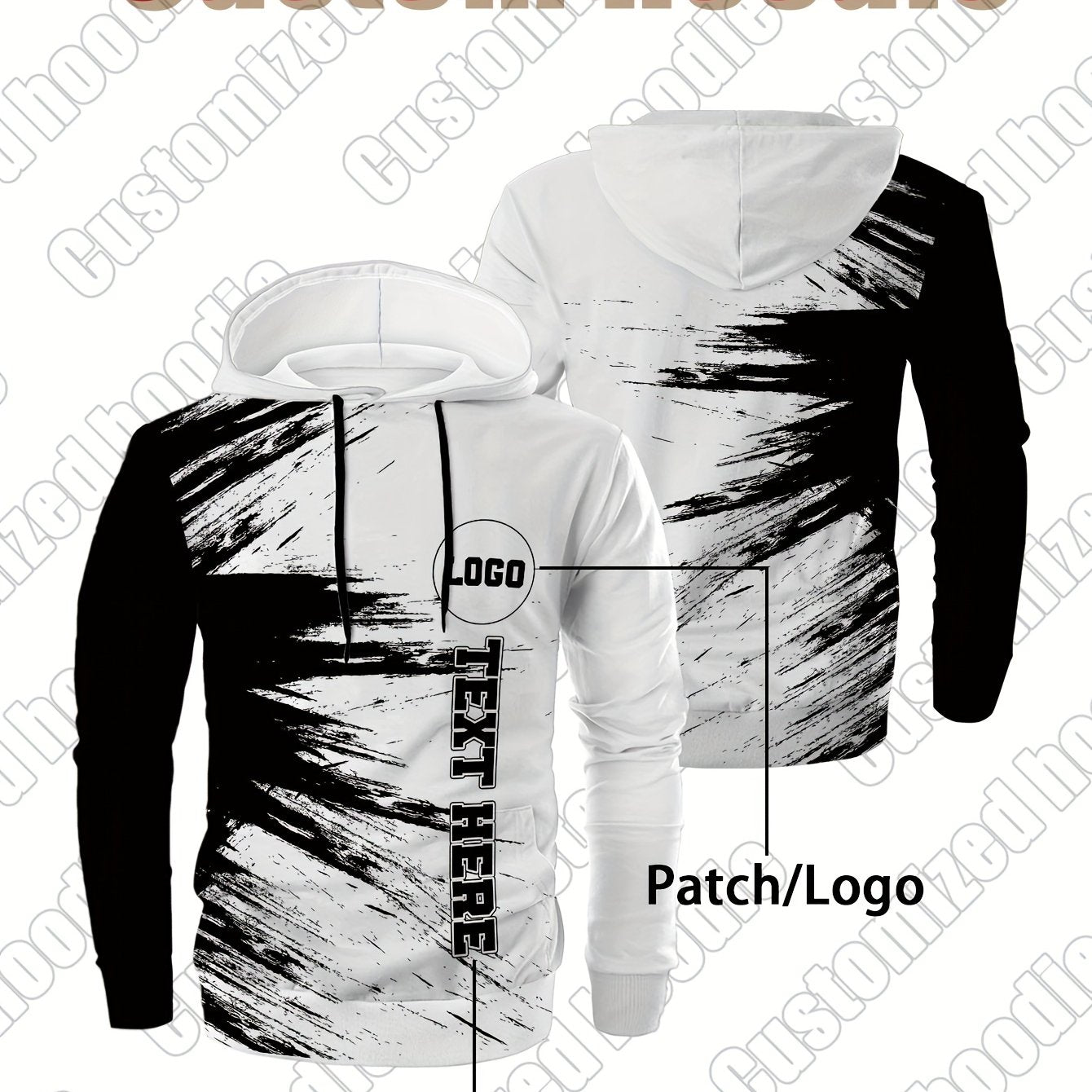 Customized personalized hoodie, hoodie customization, color impact, custom logo and your text, suitable for sports, mountaineering, daily leisure casual sportswear