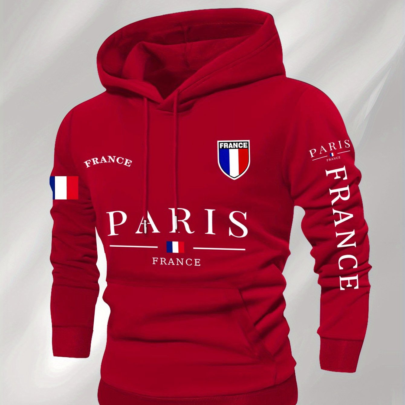 Men'S Navy Blue Hoodie - Paris France Graphic Pullover Sweatshirt, Long Sleeve Hooded Sweater for Fall/Winter, Streetwear Essential Urban Fashion Top for Everyday & Formal Outfits, Sweater Hoodie, Casual Wear, Geometric Patte