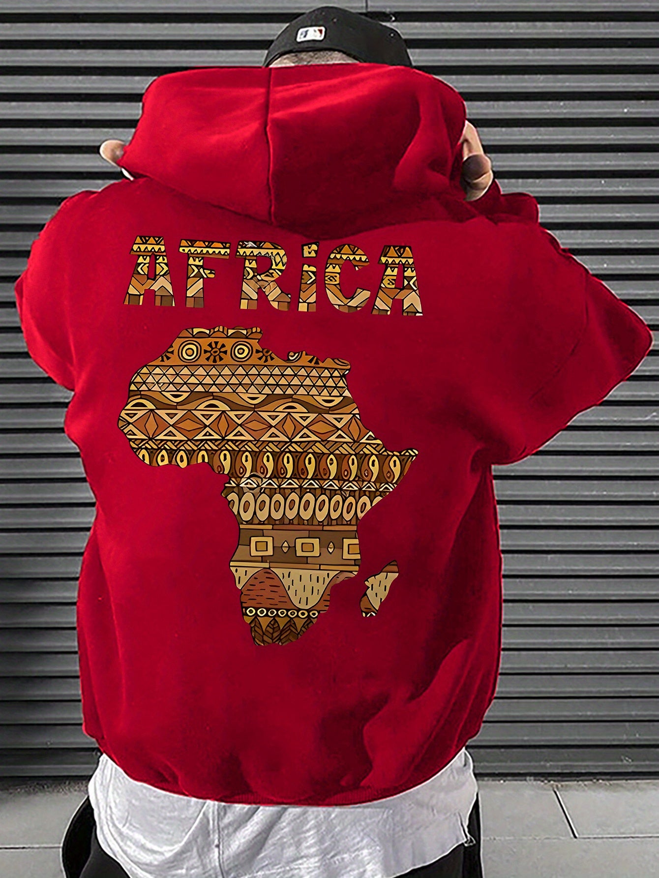 Men's African Map Print Hooded Sweatshirt Jacket - African Continent Outline with Ghana, Egypt, South Africa & Morocco - Casual Streetwear Pullover, All-Season Fit, Machine Washable Cultural Apparel