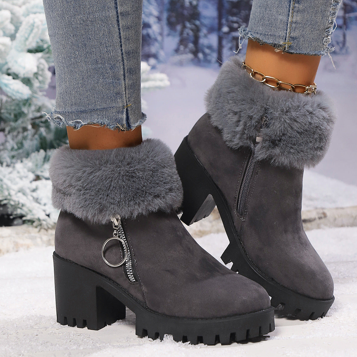 Bottes courtes en velours