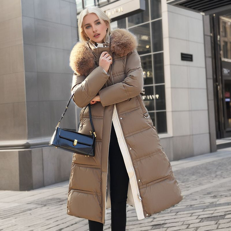 Veste en coton rembourrée amincissante à col en fourrure