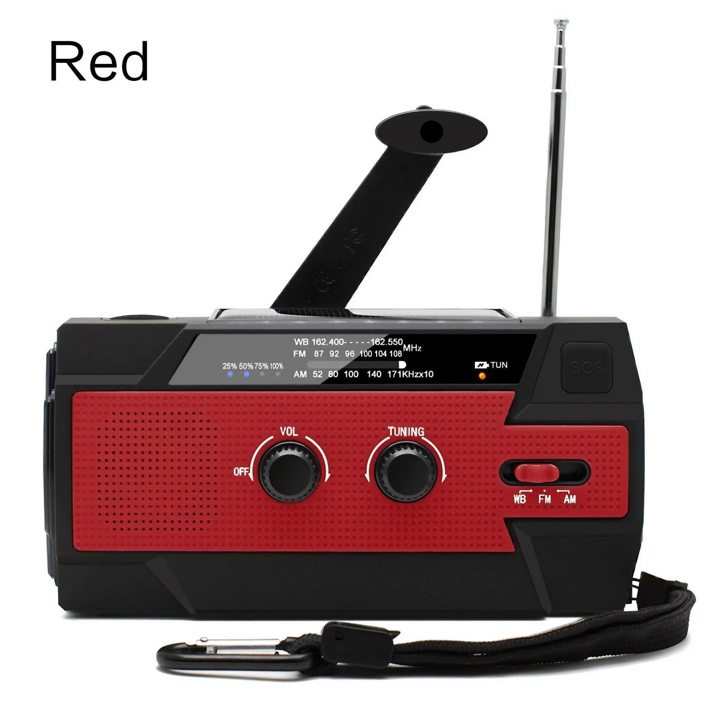 Weather Radio Emergency Multifunctional Radio FM AM WB Hand Crank Solar USB Charging 2000mAh Power Bank LED Flashlight Torch