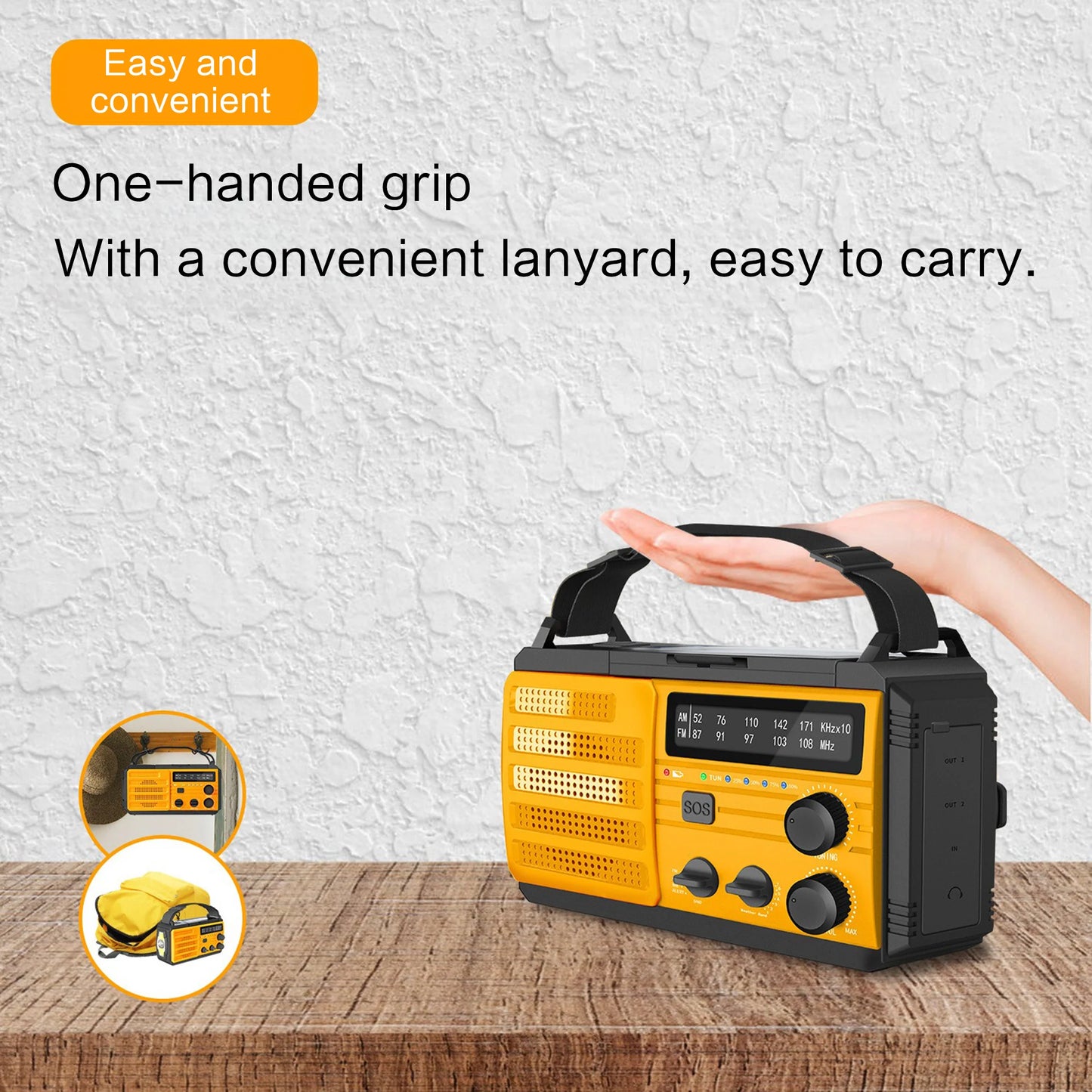 Weather Radio Emergency Multifunctional Radio FM AM WB Hand Crank Solar USB Charging 2000mAh Power Bank LED Flashlight Torch