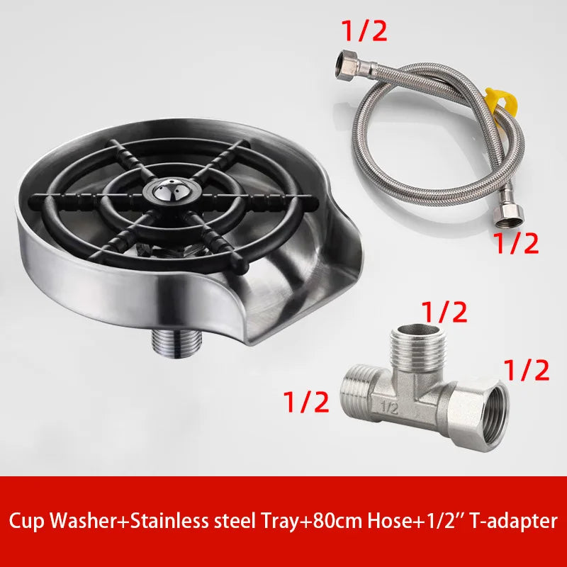 High-Pressure Glass Rinser – Stainless Steel Cup Washer for Kitchen Sink & Bar