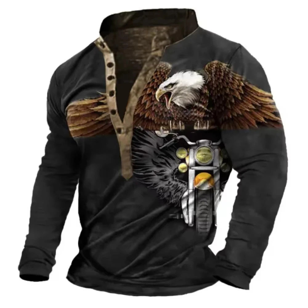Men’s Long Sleeve Henley Streetwear