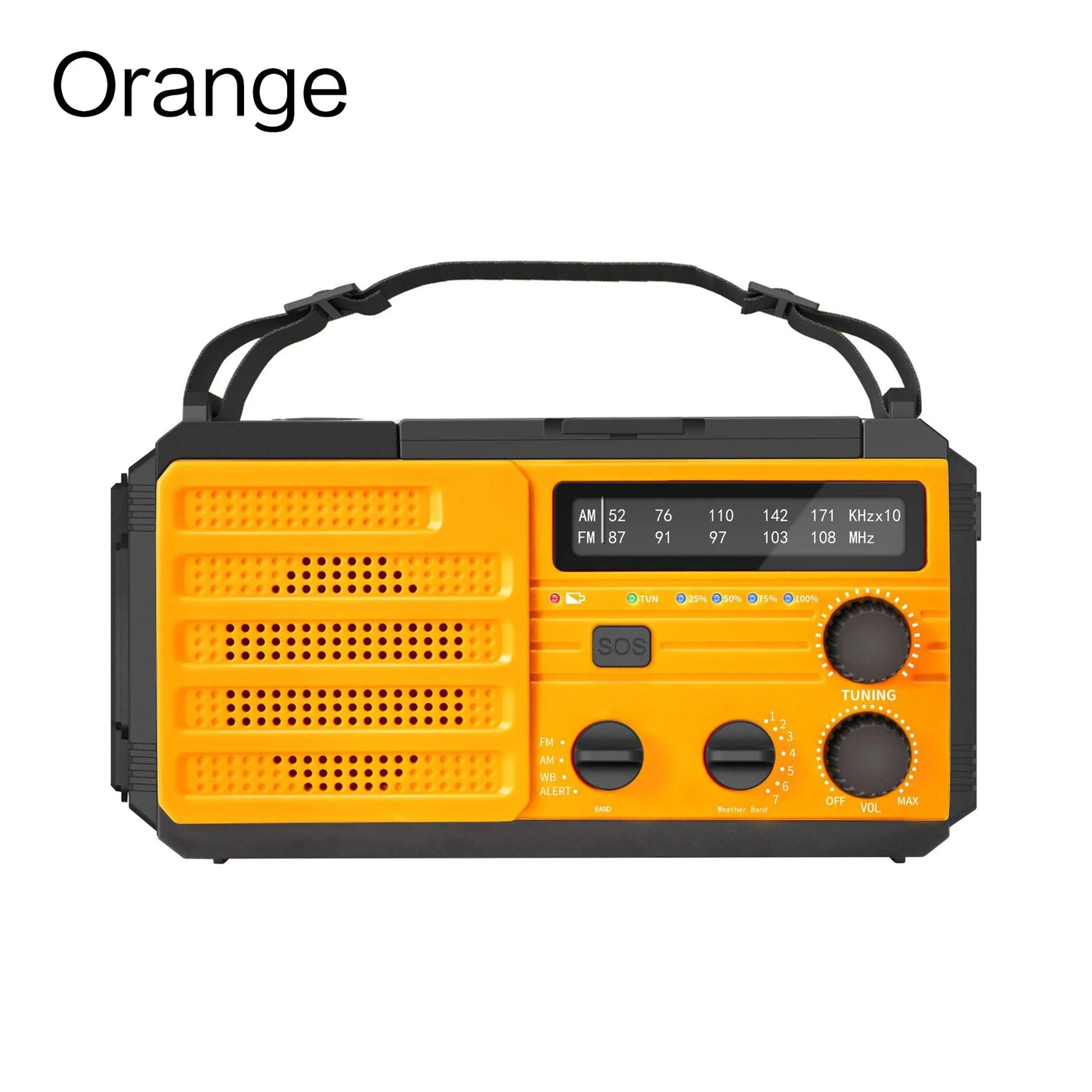 Weather Radio Emergency Multifunctional Radio FM AM WB Hand Crank Solar USB Charging 2000mAh Power Bank LED Flashlight Torch