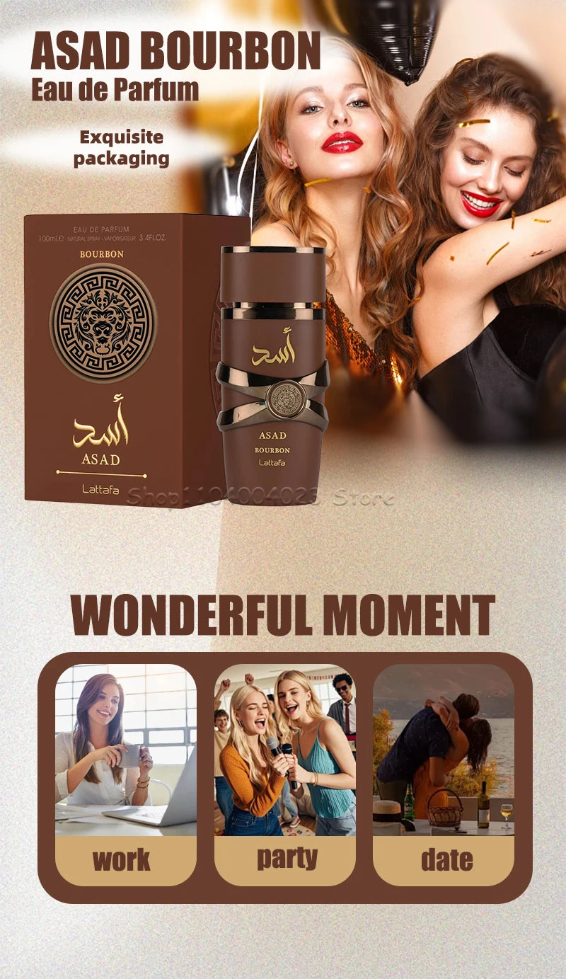 Authentic Lattafa Asad Bourbon Perfume – Popular Arabic Fragrance Spray with Patchouli & Essential Oils | Asad Eau de Parfum