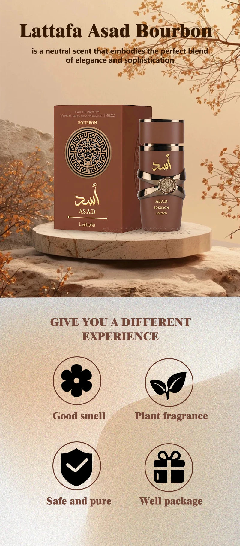 Lattafa Asad Bourbon Eau de Parfum 100ml – Original Unisex Arabic Perfume | Long-Lasting High-Quality Fragrance Spray for Men & Women