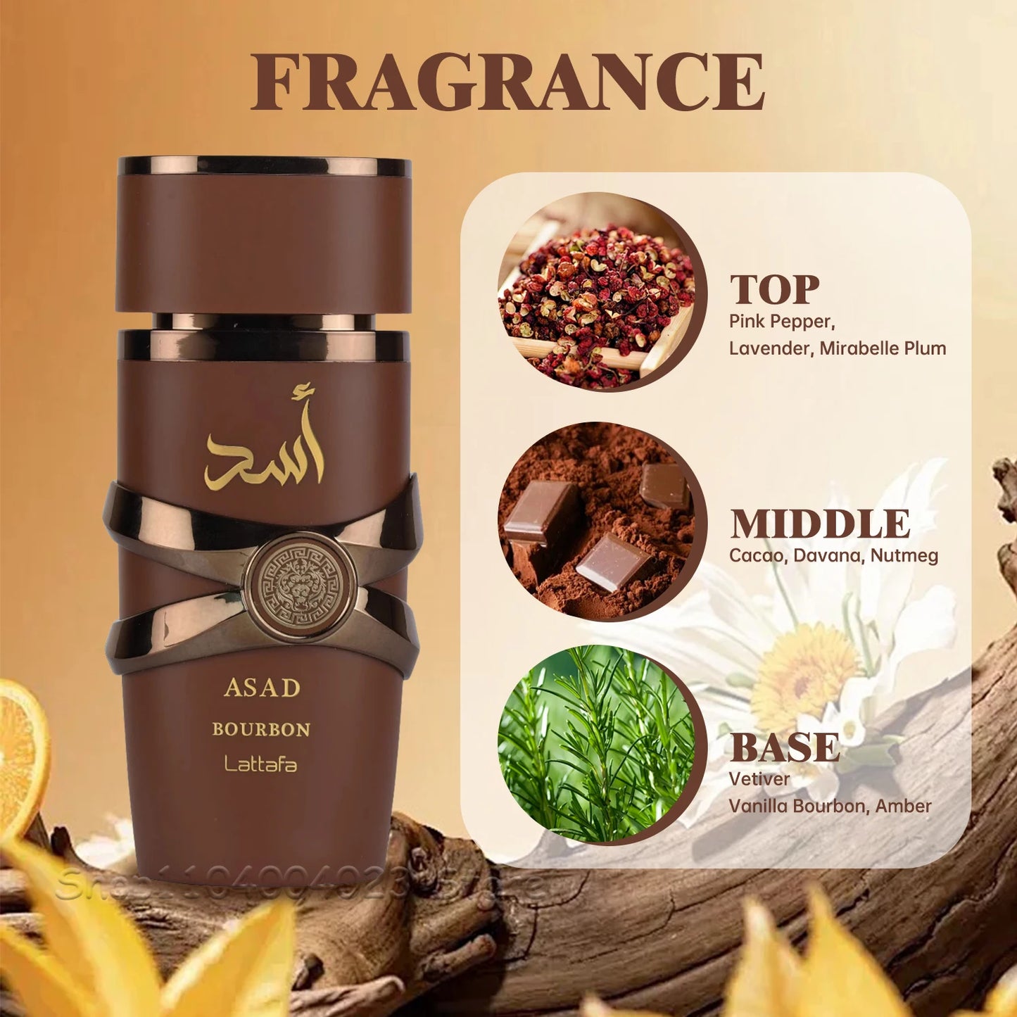 Lattafa Asad Bourbon Eau de Parfum 100ml – Original Unisex Arabic Perfume | Long-Lasting High-Quality Fragrance Spray for Men & Women