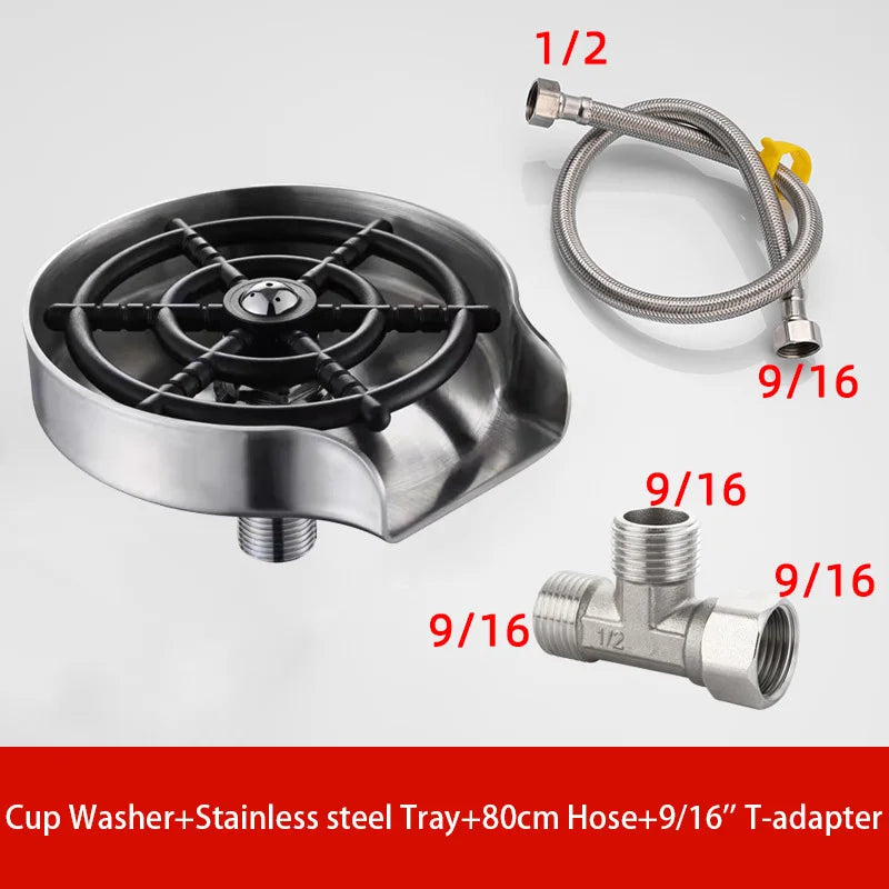 High-Pressure Glass Rinser – Stainless Steel Cup Washer for Kitchen Sink & Bar