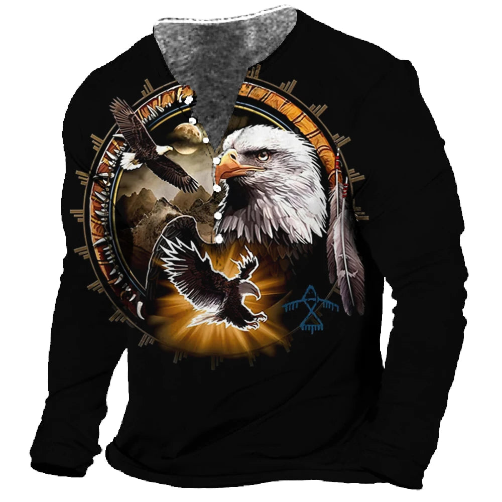 Men’s Long Sleeve Henley Streetwear