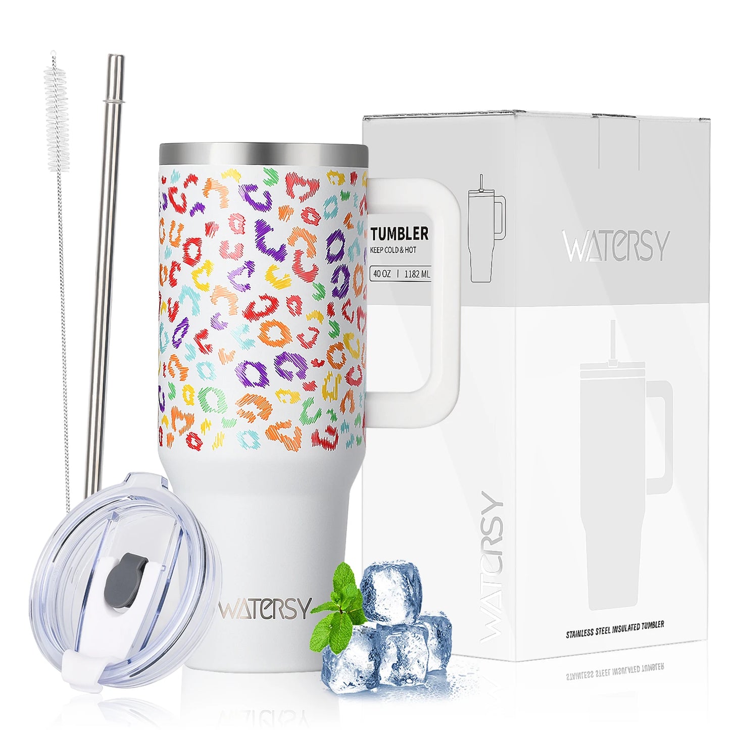 900/1200ml Large Capacity Stainless Steel Thermal Cup with Handle & Straw – 40oz Double-Wall Insulated Travel Tumbler Mug