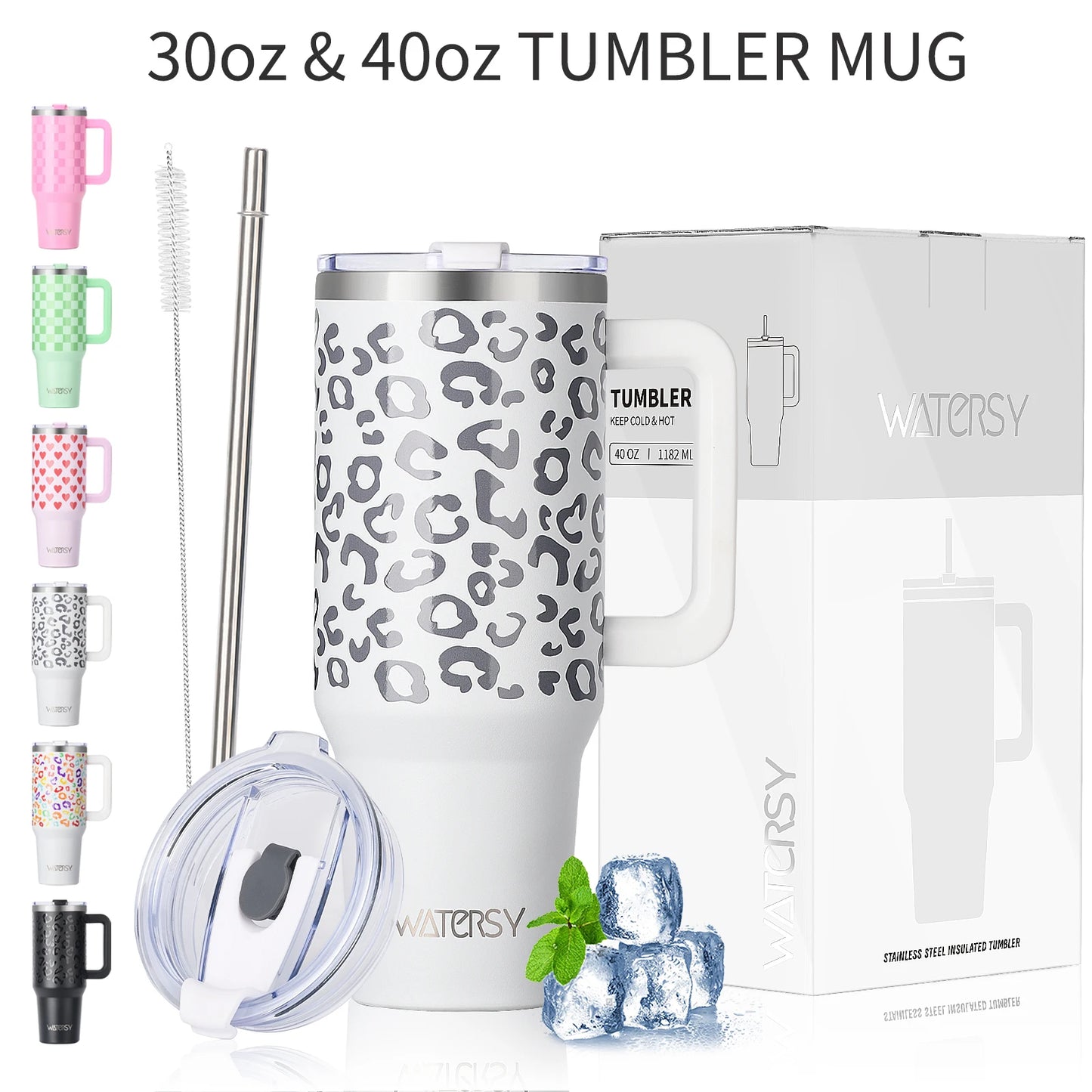 900/1200ml Large Capacity Stainless Steel Thermal Cup with Handle & Straw – 40oz Double-Wall Insulated Travel Tumbler Mug