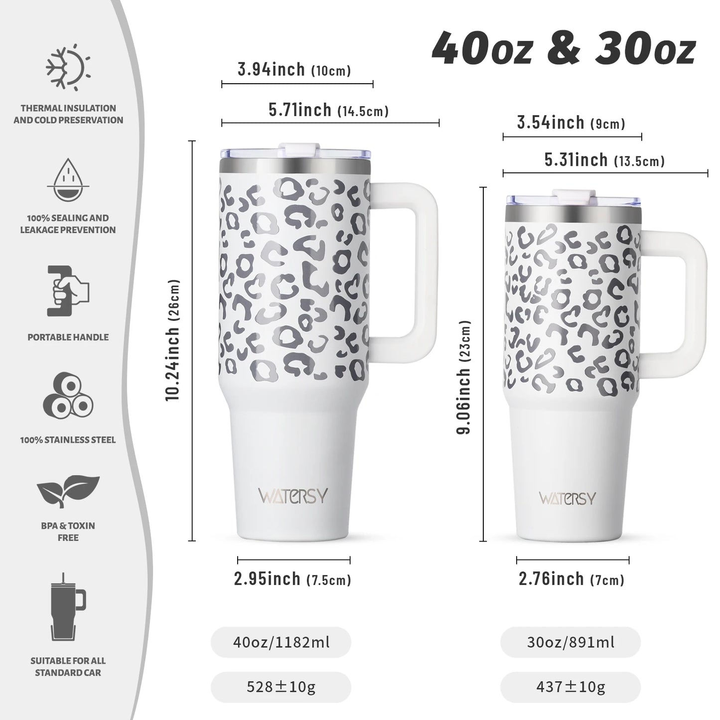 900/1200ml Large Capacity Stainless Steel Thermal Cup with Handle & Straw – 40oz Double-Wall Insulated Travel Tumbler Mug
