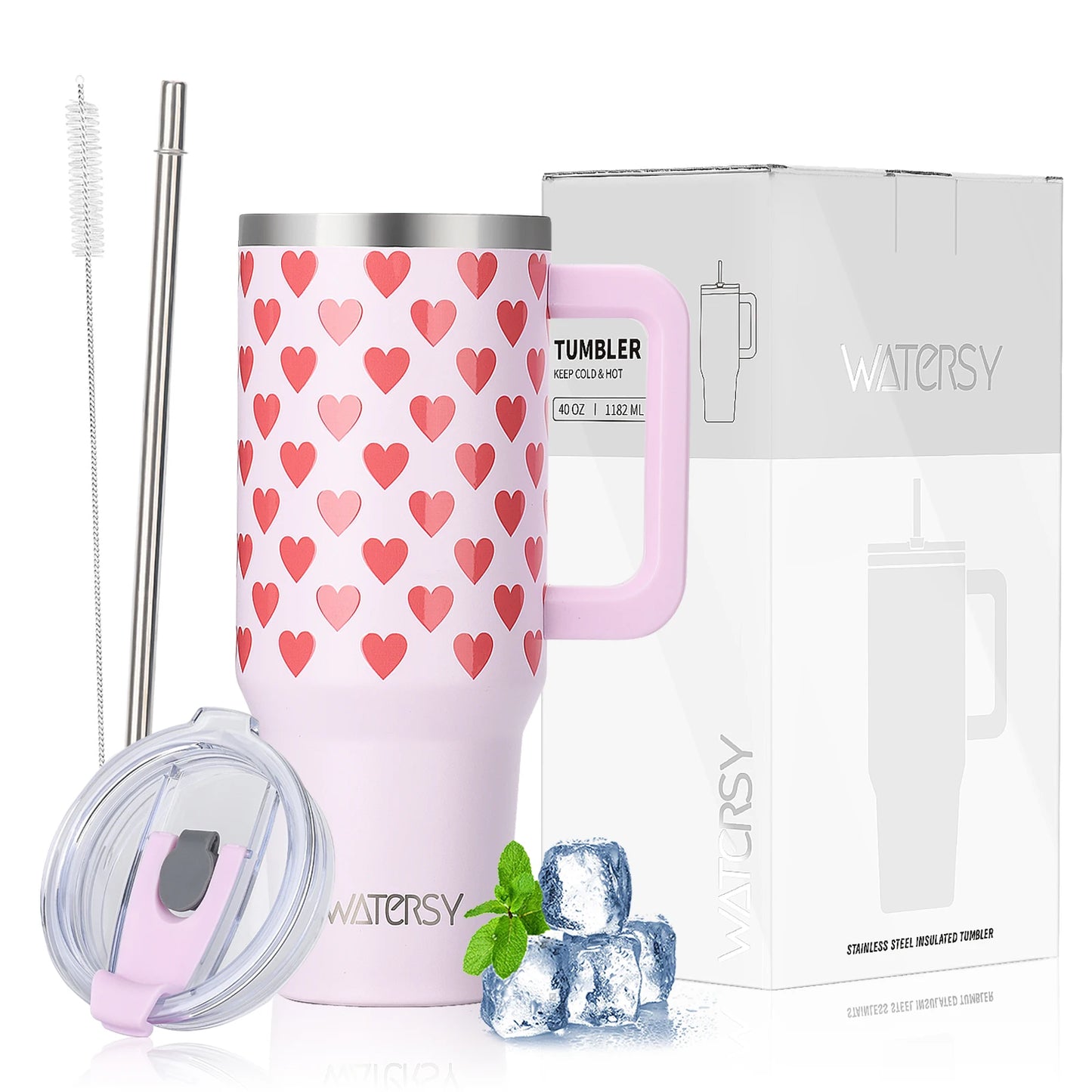 900/1200ml Large Capacity Stainless Steel Thermal Cup with Handle & Straw – 40oz Double-Wall Insulated Travel Tumbler Mug