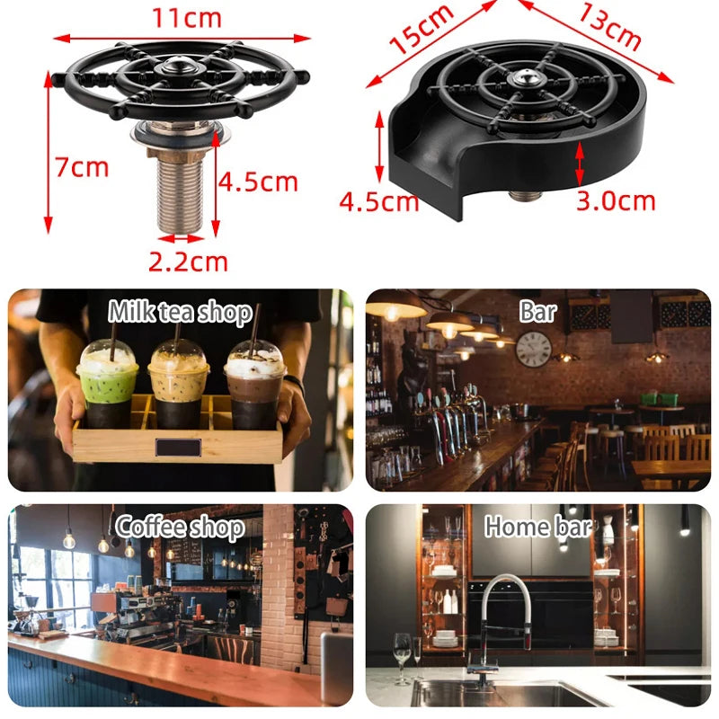 High-Pressure Glass Rinser – Stainless Steel Cup Washer for Kitchen Sink & Bar
