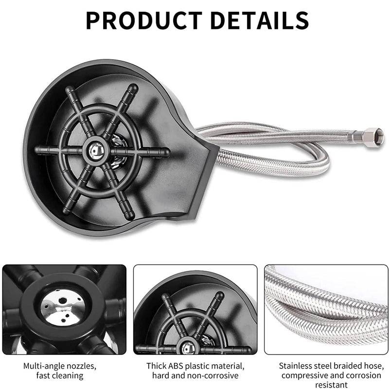 High-Pressure Glass Rinser – Stainless Steel Cup Washer for Kitchen Sink & Bar