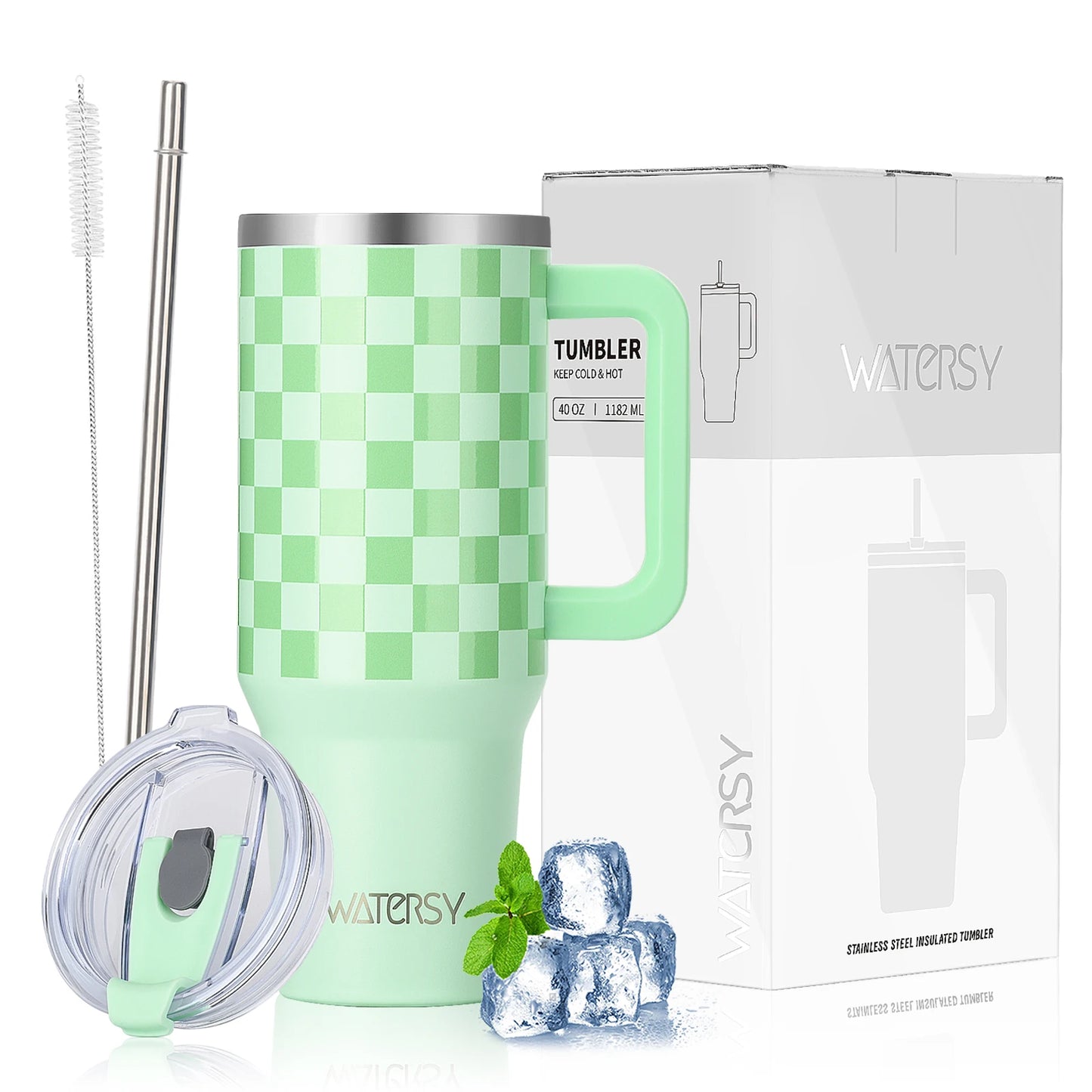 900/1200ml Large Capacity Stainless Steel Thermal Cup with Handle & Straw – 40oz Double-Wall Insulated Travel Tumbler Mug