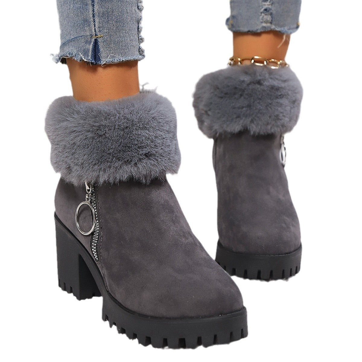 Bottes courtes en velours