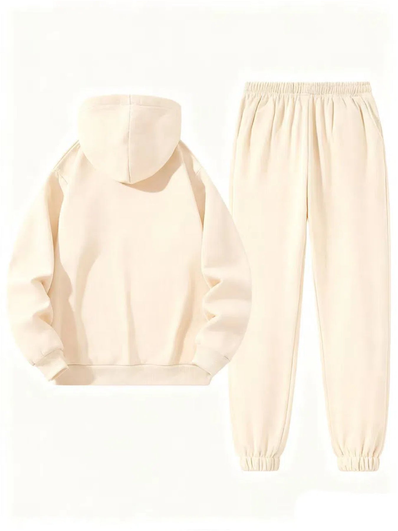 Autumn and Winter Men'S Fleece-Lined Thickened Hooded Sweatshirt and Jogger Casual Sport Two-Piece Set, Polyester Fabric, Project X Paris Letter Print - 2pcs, Knit, Casual Sport Two-piece Set