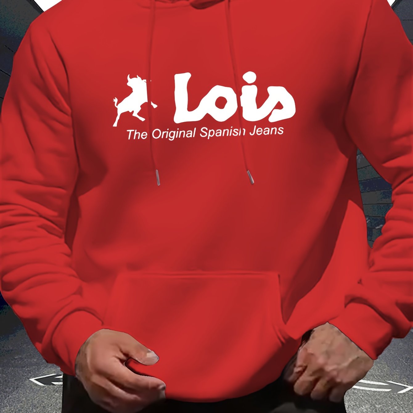 Men’s Spanish-Themed Hooded Sweatshirt "Lois" & Spanish Text Print, White Casual Pullover Hoodie, Relaxed Fit, All-Season Wear