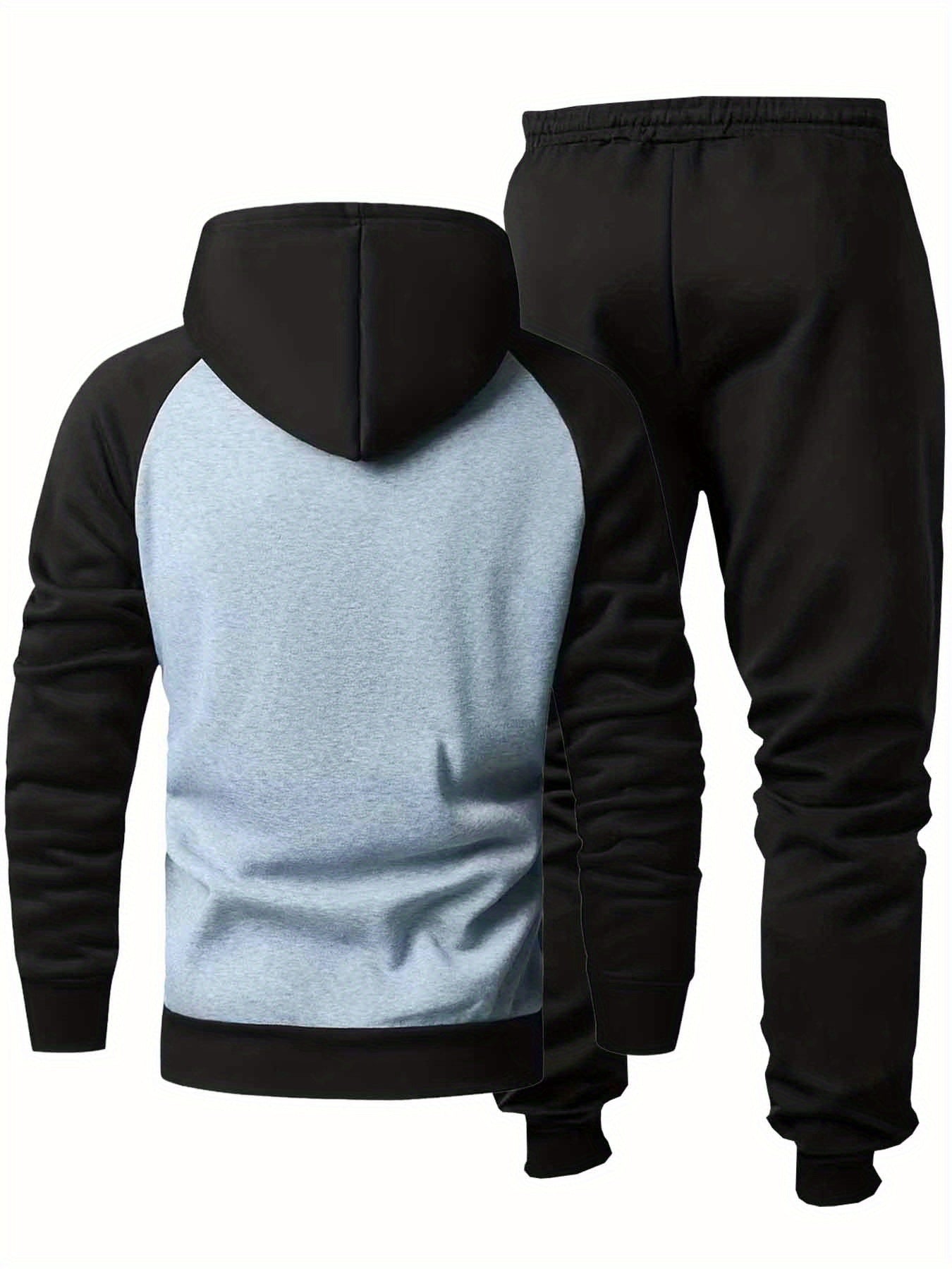 Men’s Two-Tone Hoodie &amp; Sweatpants Set – “MONTIREX” Print, Grey Casual Fall/Winter Tracksuit with Pockets, Regular Fit, Comfortable Outdoor Outfit