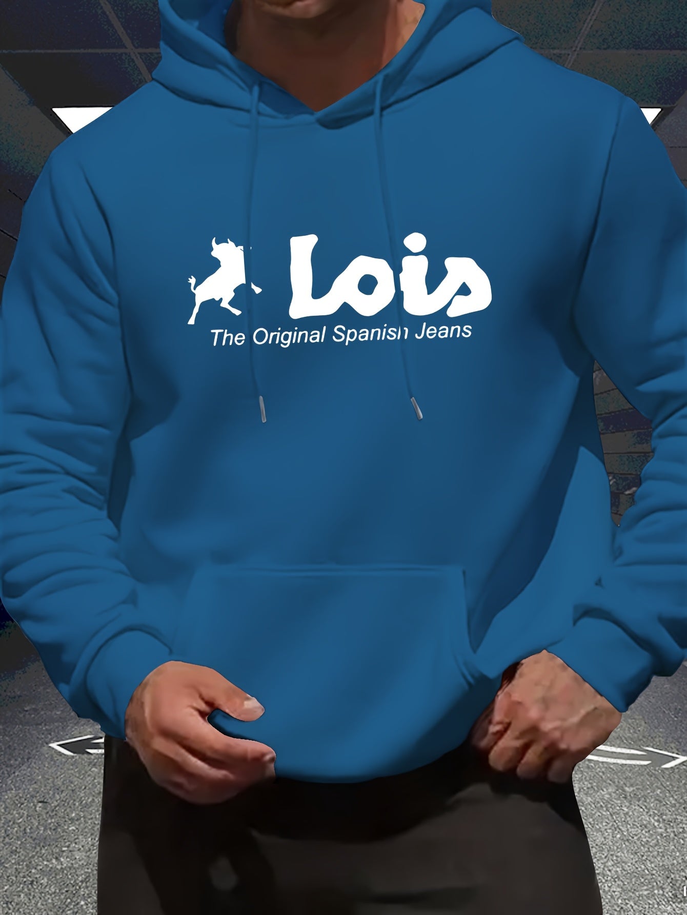 Men’s Spanish-Themed Hooded Sweatshirt "Lois" & Spanish Text Print, White Casual Pullover Hoodie, Relaxed Fit, All-Season Wear