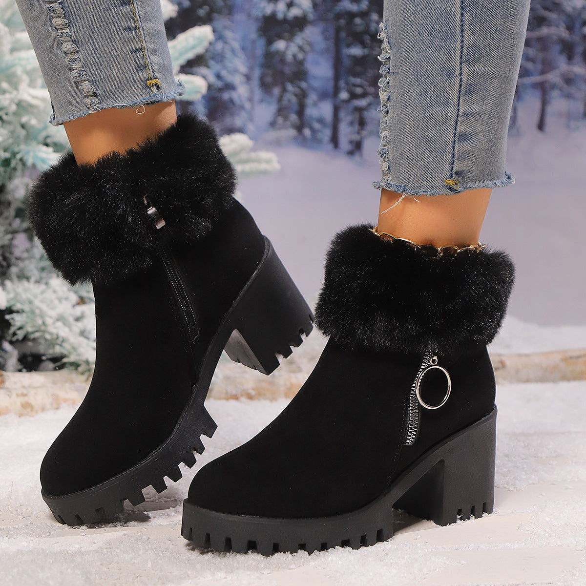 Bottes courtes en velours