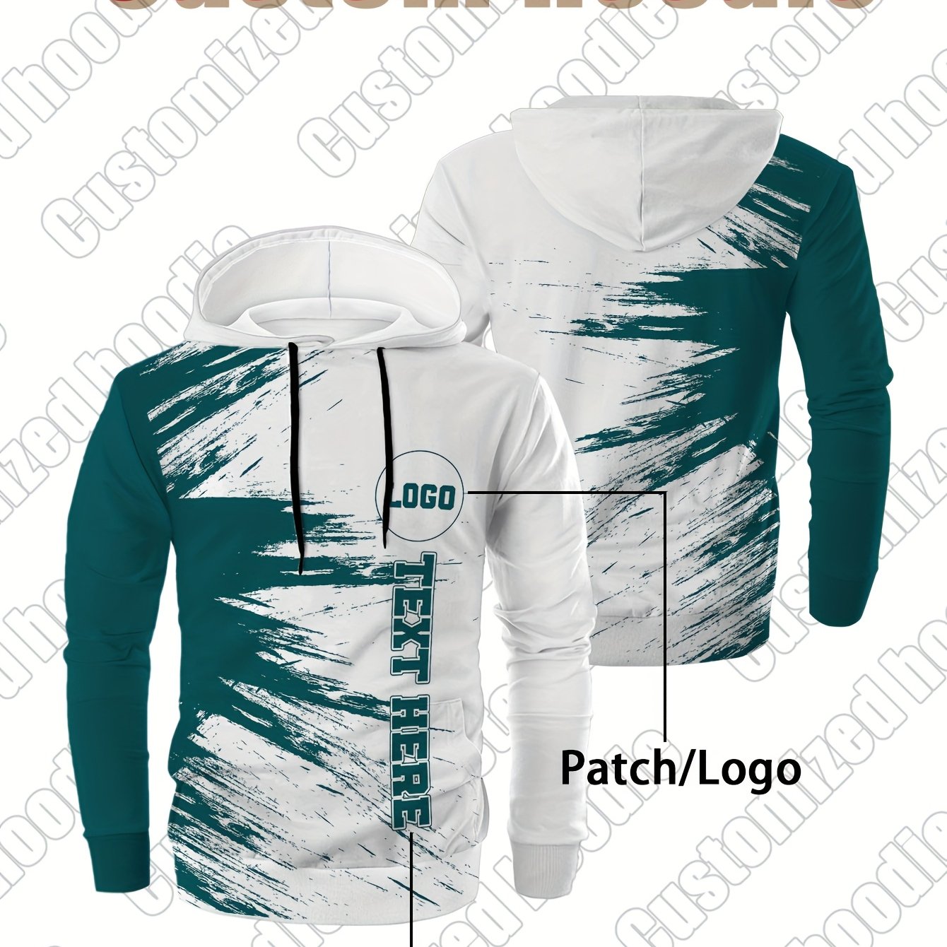 Customized personalized hoodie, hoodie customization, color impact, custom logo and your text, suitable for sports, mountaineering, daily leisure casual sportswear
