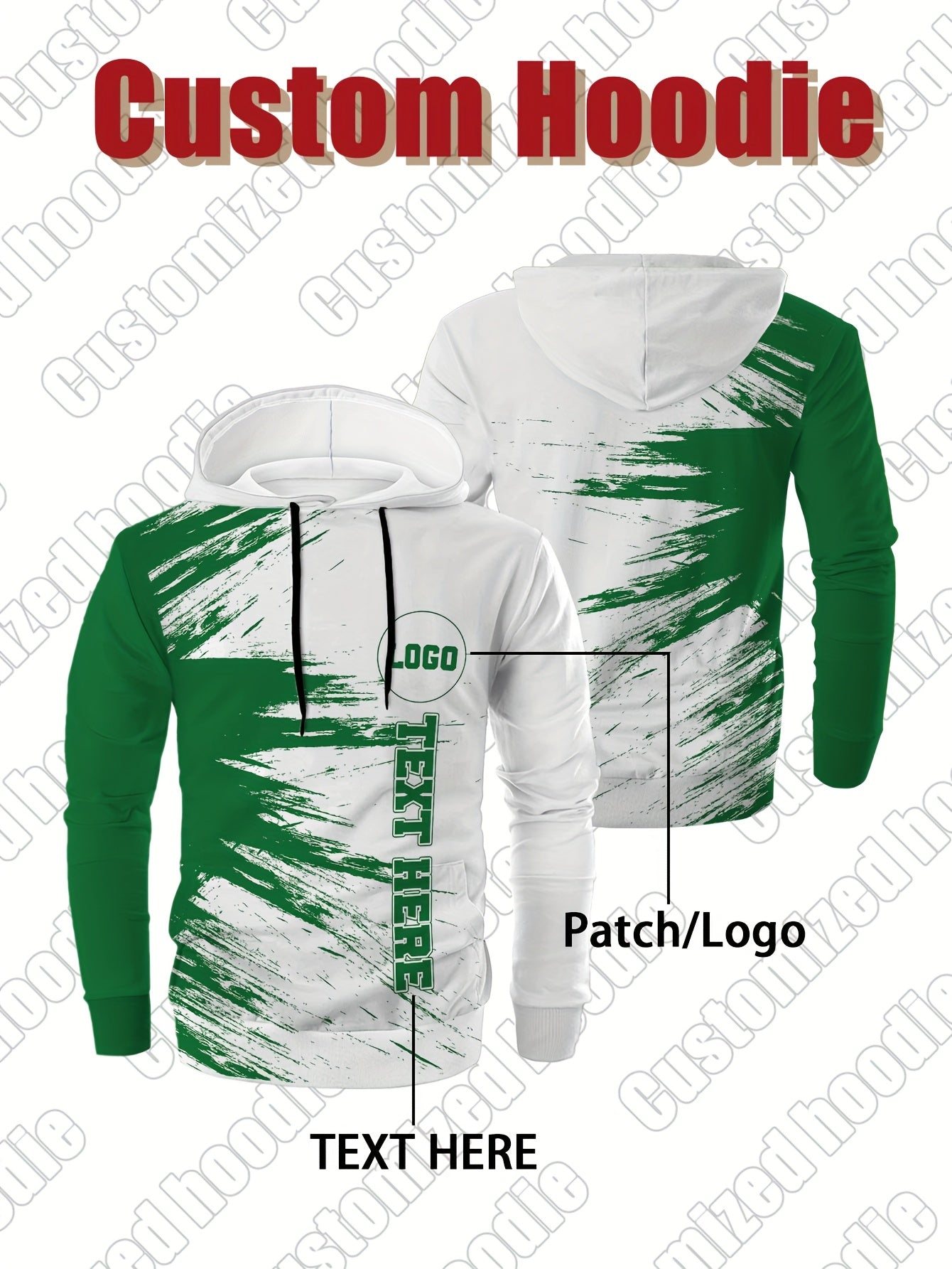 Customized personalized hoodie, hoodie customization, color impact, custom logo and your text, suitable for sports, mountaineering, daily leisure casual sportswear